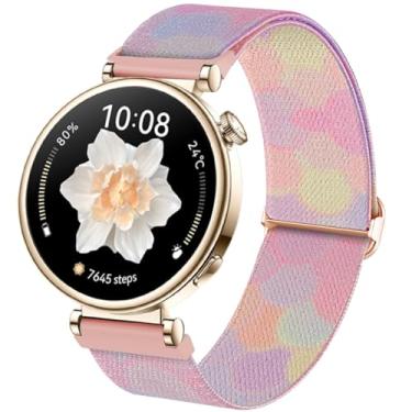 Imagem de DEALELE Pulseiras femininas compatíveis com Huawei Watch GT5 Pro de 42 mm/GT5 de 41 mm/GT4 de 41 mm/Garmin Venu 3S/Forerunner 265S/Fossil Gen 6, pulseira de nylon elástica colorida de 18 mm, Dream