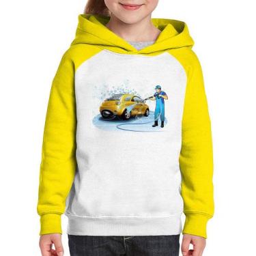 Imagem de Moletom Infantil Lava Jato - Foca na Moda, Branco, Amarelo, 12