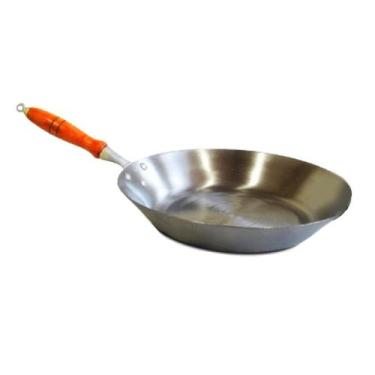 Imagem de Frigideira Aço Carbono 2mm Cabo Madeira Fritura 1500ml 25cm - Jamar