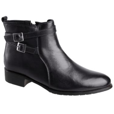 Imagem de Bota Feminina Coturno Em Couro Legitimo Cano Baixo Fivela - Rafarillo,