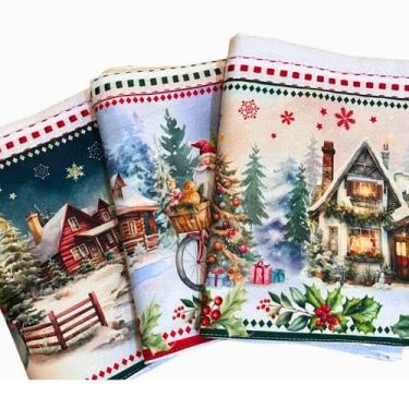 Imagem de Kit 12 Pano De Prato Decoração de Natal Premium Cozinha Luxo - Decoral