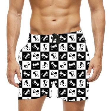 Imagem de Short Praia Shorts Banho Bermuda Verão Xadrez Bones Cartoon 1739 - SMO