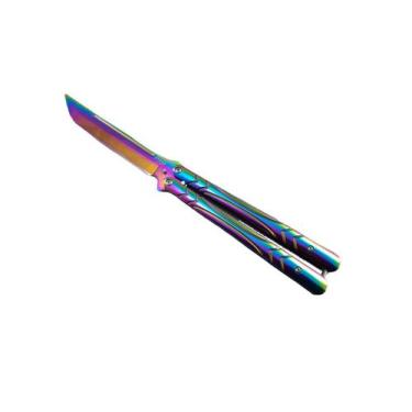 Imagem de Canivete Butterfly Colorido Metálico CSGO Resistente c/Corte - TAUE, C