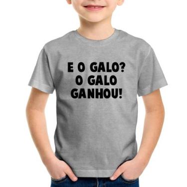 Imagem de Camiseta Infantil E o galo O galo ganhou! - Foca na Moda, Cinza, 14