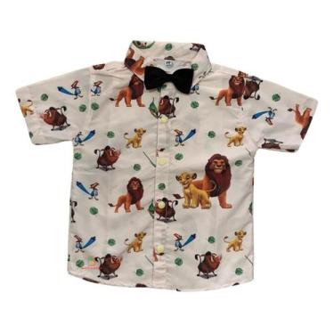 Imagem de Camisa Infantil Rei Leão Selva Safari Mauricinho + Gravata - Pequenos 