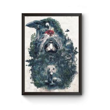 Imagem de Poster Moldurado Animal Surreal Corvo Quadro - Fanarte