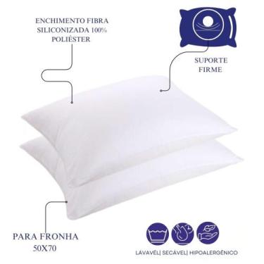 Imagem de Kit 2 Travesseiro Suporte Firme 50x70 Branco Ninara