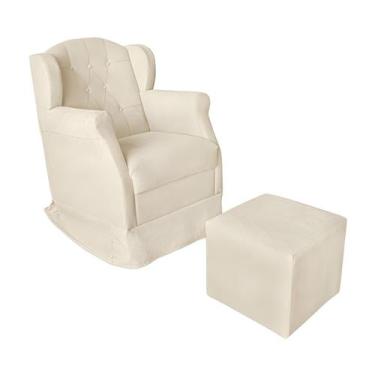 Imagem de Poltrona Amamentação com Balanço e Puff Luxo Suede Manuela - Black Hou