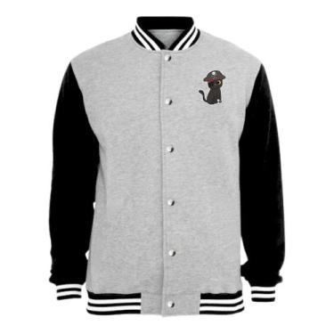 Imagem de Jaqueta Colegial Moletom Masculina Feminina Pirata Gato Sem Bolso - Ca