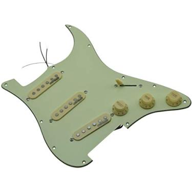 Imagem de KAISH Pickguard pré-cabeado para guitarra elétrica verde menta com captadores Wilkinson para USA/México FD Stratocaster