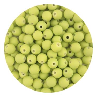 Imagem de Miçanga Emborrachada 8mm 200un p/Montar Pulseira Infantil Terço Brinco (Verde Menta)