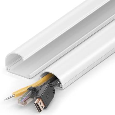 Imagem de Escondedor de cabo de 86 cm, hider de cabos ZhiYo para 2 a 4 fios, capas de cabos, suporte de parede, parede de cabo, pista de cabos branca, 5 cm C 43 cm, L 3,5 cm x A 2,5 cm