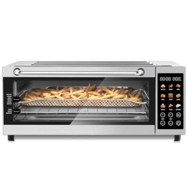 Imagem de SEEDEEM Forno de fritadeira a ar 9 em 1, forno de convecção de bancada de 16 litros com torradeira, grelhar, pizza, torradeira e desidratador, aparelho de cozinha de grande capacidade em rosa, prata,