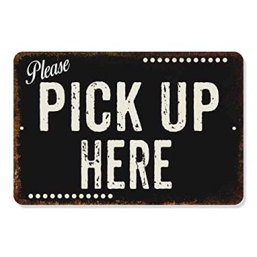 Imagem de Chico Creek Placas Pick Up Here Placa de restaurante decoração de parede rústica presente café café loja cozinha bar jantar placa 50 Pedido de Pick-Up 108120061063 8" x 12" Economy Gloss Black, White