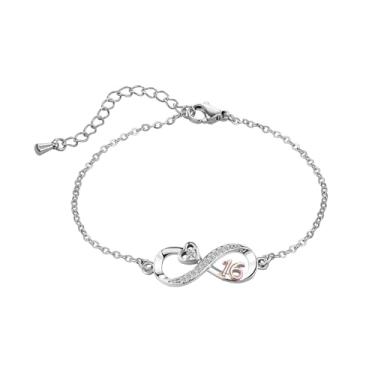 Imagem de JMQJewelry Números infinitos 12 13 16 18 21 30 40 50 60 70 pingentes de contas femininas de coração serve para pulseiras Pandora 17 cm 5 cm, 17cm 6.7in, Aço inoxidável, Sem Pedra Preciosa