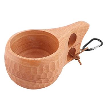 Imagem de Caneca de café Ic Portátil Copo de Madeira 200ml Com Ing le para Casa Caneca de chá Ao Ar Livre (Copo com furo duplo padrão tartaruga)