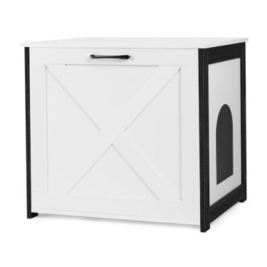 Imagem de Dwanton Móveis Para Caixa De Areia Para Gatos Ocultos, Gabinete Para Caixa De Areia Para Gatos, Entrada Reversível Pode Ser No Lado Esquerdo Ou Direito, Armário Interno Para Gatos, Banheiro De Madeira