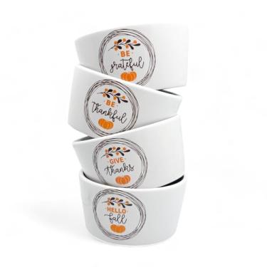 Imagem de Freedom Farms Conjunto de 4 ramequins Fall Harvest, tigelas de cerâmica de 150 ml para pratos creme brulee, mini cheesecakes, tigelas de molho (agradecimento)