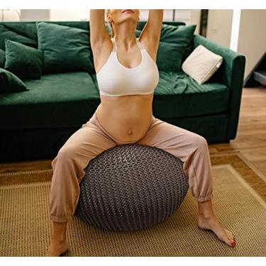 Imagem de ART pinecone Capa de cadeira de bola de ioga feita à mão, corda de algodão, exercícios, parto, estabilidade, fitness, equilíbrio e bola de pilates (65 cm/26" marrom)