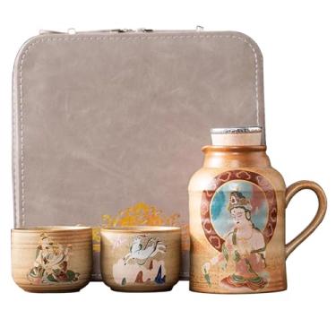 Imagem de Xícara De Chá Chinesa Para Escritório, Caneca Vintage E Bule De Chá Com Tampa, Conjunto De Xícaras De Chá Portátil Artesanato Requintado(Style3)