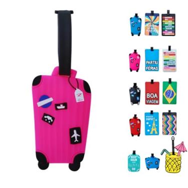 Imagem de Identificador de Bagagem Tag de Mala Férias Avião Etiqueta de Silicone Premium (ROSA, MALINHA)