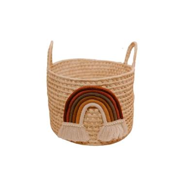 Imagem de Cesto Organizador Brinquedos, Roupas, Mantas Arco-Íris Em Palha Natural
