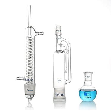 Imagem de Luoxun-LX Kit extrator soxhlet luoxun-lx1000ml, aparelho de extração soxhlet com condensador, frasco de fundo plano, vidraria de laboratório (1000ml), transparente