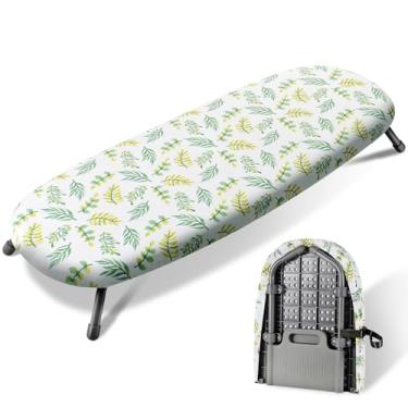 Imagem de SheeChung Tábua de passar roupa pequena 30 x 81 cm, mini tábuas de passar roupa de mesa com capa e almofada resistentes ao calor, tábua de passar de mesa dobrável com pés antiderrapantes para uso em