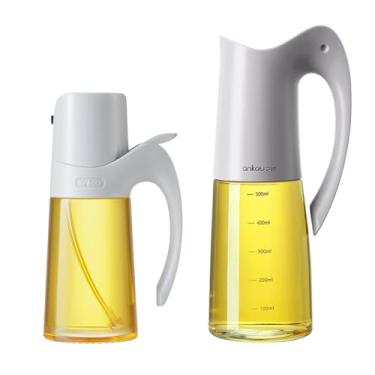 Imagem de Dispensador de óleo de vidro e pulverizador de óleo para cozinhar na cozinha, conjunto de pulverizador de azeite de oliva, frasco de spray de azeite de oliva de 300 ml, frasco dispensador de óleo de