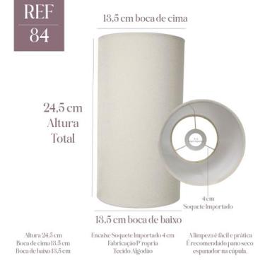 Imagem de Cúpula de abajur Cilíndrica Tudo Redonda Tecido Algodão Soquete Import