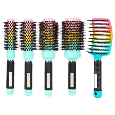 Imagem de Kit 5 Escovas de Cabelo de Cerâmica Térmica Profissional com Cerdas Mi