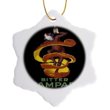 Imagem de 3dRose Vintage Bitter Campari Arte Europeia Publicidade Poster Floco de Neve Ornamento, 7,6 cm