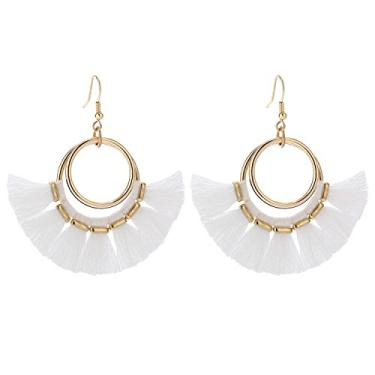 Imagem de Brincos de argola de borla BaubleStar, brincos de franja em tom dourado, em camadas, para mulheres e meninas