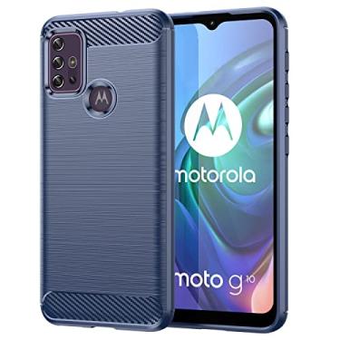 Imagem de GTBDEKI Capa para Moto G30/Moto G10/Moto G20 XT2129-1 XT2127-2, capa traseira de silicone fino à prova de choque de fibra de carbono para Motorola Moto G30 azul