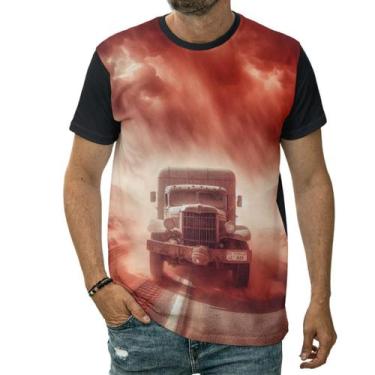 Imagem de Camiseta Carro Antigo Na Estrada Sob Cortina De Fumaça Areia - Darkwoo