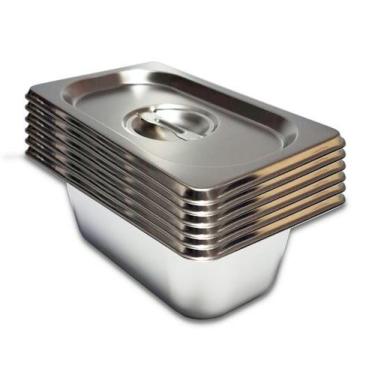 Imagem de CONJ 8 CUBAS Gastronômicas Em INOX GN 1/9x65 mm 590 ML + 8 TAMPAS Em I