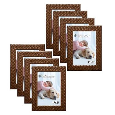 Imagem de Kit 8 Molduras Porta Retrato 15x21 3cm Relevo Marrom - Santamaria Mold