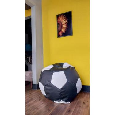 Imagem de Puff Bola de Futebol Preto com Branco M 75cm de circunferência em Cora