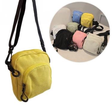 Imagem de Shoulder Bag Bolsa Transversal Pano Lisa Pochete  Cor:preto - shop mix