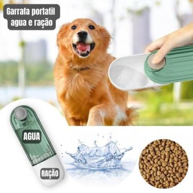 Imagem de Garrafa De Água Portátil Para Cães Gatos Porta Ração Agua 2 Em 1 - Sto