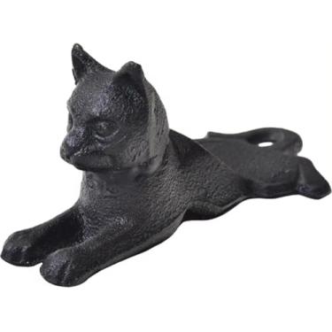 Imagem de LinaLife Batente de porta de gato de ferro fundido resistente de 15,24 cm Cunha decorativa sem pregos protetor de parede anticolisão design de quarto decoração vintage cunha pára-choques rolha de