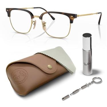 Imagem de Ray-Ban RB7216 Conjunto de óculos de formato quadrado com kit de óculos - Óculos com almofadas de nariz ajustáveis - Armação feminina de designer com lentes transparentes, Havana em moldura dourada |