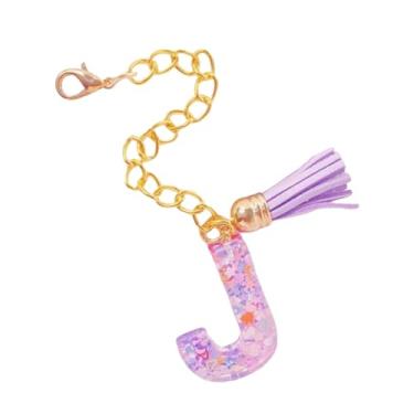 Imagem de HAPPYLIVE SHOPPING Acessórios de letras para copo Stanley, corrente de garrafa de água com letra, 1 peça de chaveiro fofo com pingente com borla para Stanley Tumbler para mulheres, Resina epóxi