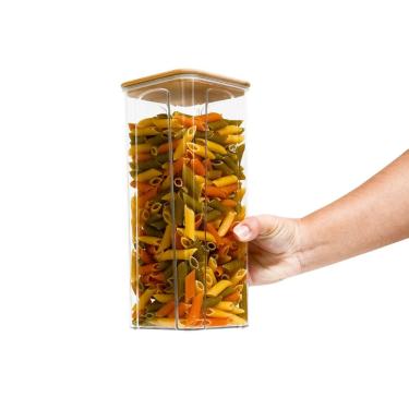 Imagem de Pote de acrílico 2L com tampa bambu hermético quadrado - Tüd