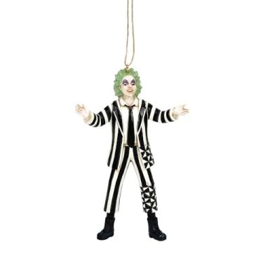 Imagem de Enesco Beetlejuice by Jim Shore Ornamento clássico para pendurar em pé - Estatuetas colecionáveis de besouro de resina pintadas à mão, ornamentos de Halloween para decoração de casa, 11 cm