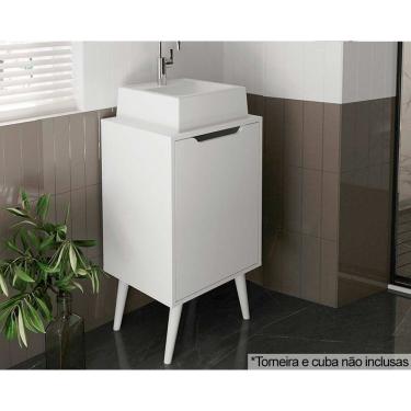 Imagem de Bancada de Banheiro c/ Pés BN3641 s/ Cuba c/ 1 Porta 45cm Branco - Tecno Mobili