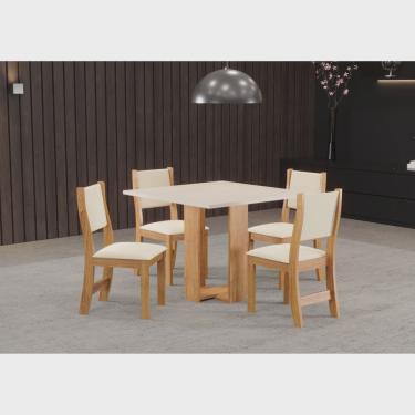 Imagem de Conjunto Sala de Jantar Jady Mesa Quadrada com 4 Cadeiras Sol