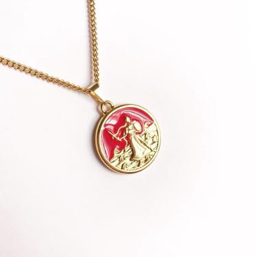 Imagem de Colar Pingente Medalha Orixá Corrente 60 Cm Dourado - Obá