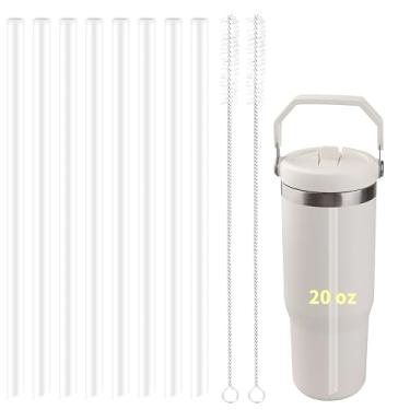 Imagem de Canudos de substituição compatíveis com Stanley IceFlow 590 ml copo de aço inoxidável com canudo - substituição de canudo IceFlow - inclui 8 canudos, 2 pacotes de escovas de limpeza