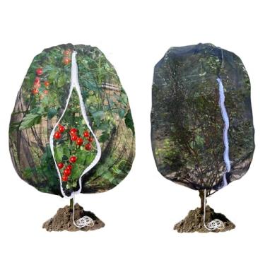 Imagem de Rede de árvore para cigarras, RIFNY Garden Bird Netting Mesh com cordão de zíper, cobertura de mosquiteiro ao ar livre, planta tomate, mirtilo, arbusto de animais (preto, 2 peças 197 x 119 cm)